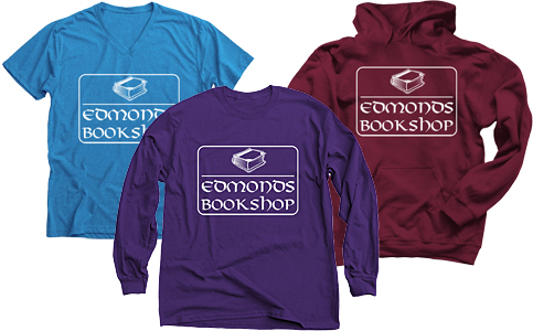 Photo of 3 of the new styles of t-shirts and sweatshirts available to purchase: turquoise short sleeved v-neck; purple long sleeved crew neck; and a red long sleeved hoodie sweatshirt.